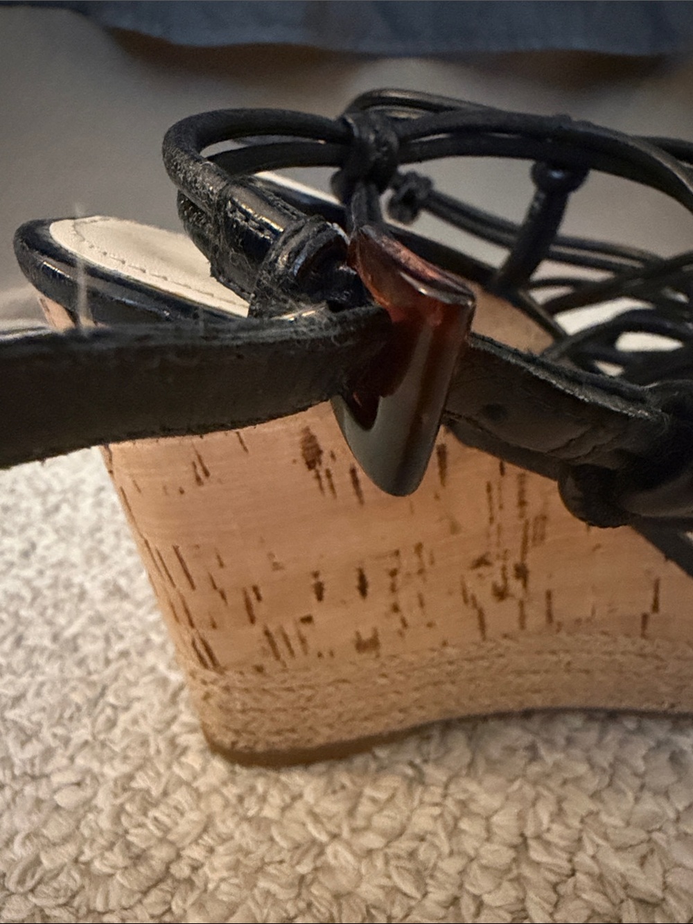 Prada Black Leather Strappy Espadrille Wedge Sandals - Picture 5 of 5